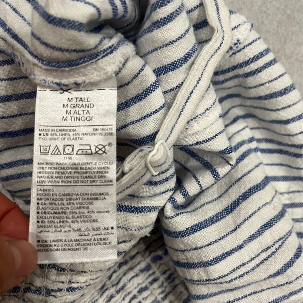 Old Navy Blue and White Striped Linen-Blend Jumpsuit - Picture 10 of 10